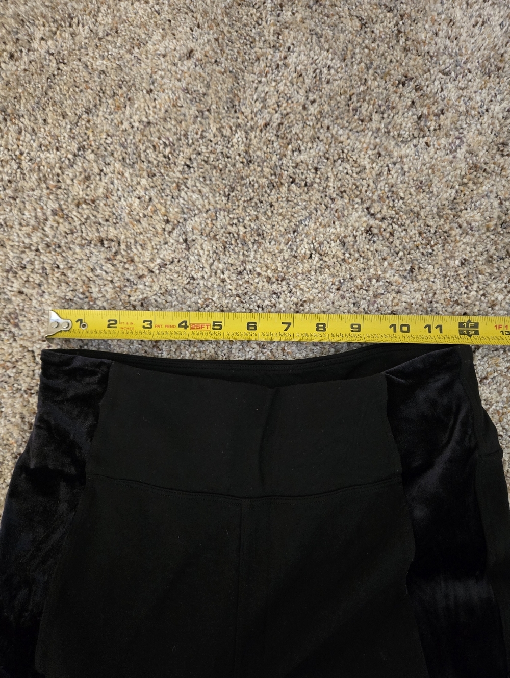 Athleta Black Velvet Panel Leggings High Rise Zip Pocket XS Yoga Luxe - Picture 8 of 8